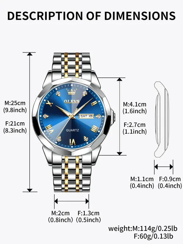 Round Dial Stainless Steel Strap Quartz Watch (2pcs), Couples Gifts, 2024 New Rhinestone Decor Waterproof Watch for Men & Women, Fashion Watch for Daily Life, Trendy All-match & Exquisite Watch for Birthday Gift, Unique Gifts for Women 2