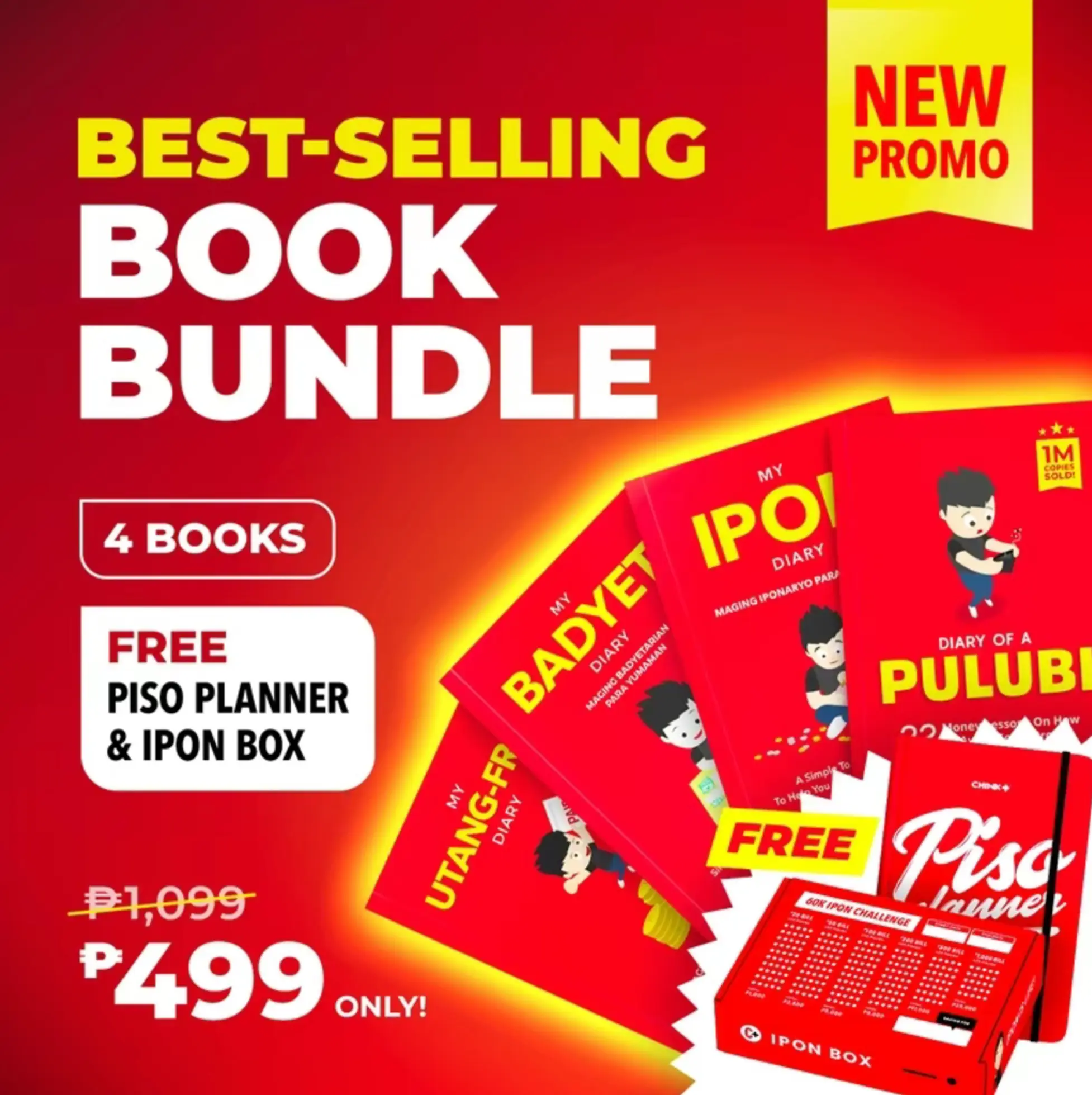 Piso Planner with 4 Diary Books - Iponaryo Planner Kit 2.0 by Chinkee Tan Chinkshop Utang Free - Pulubi - Ipon - Badyet Diary - Piso Planner)