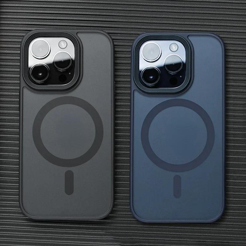 Ốp Điện Thoại Nhám Mờ Lì Cho IPhone 15 14 13 12 11 Pro Max Plus Ốp Nam Châm Cho Vỏ Sạc Không Dây
