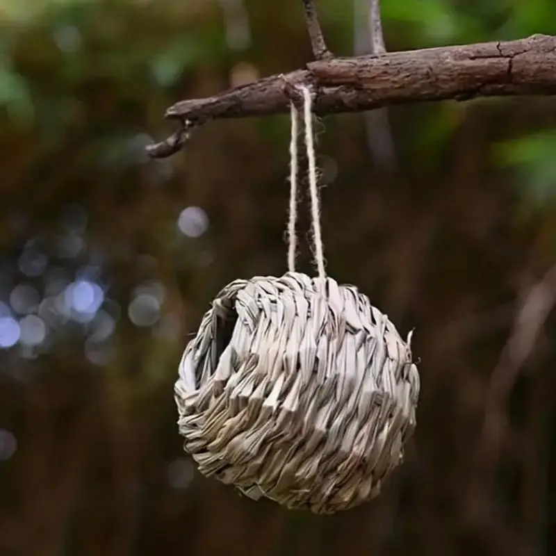 Outdoor Garden Handmade Bird Nest, 1/2/3 Counts Bird Nest with Hanging Rope, Bird Cage for Outdoor Garden Decoration 7