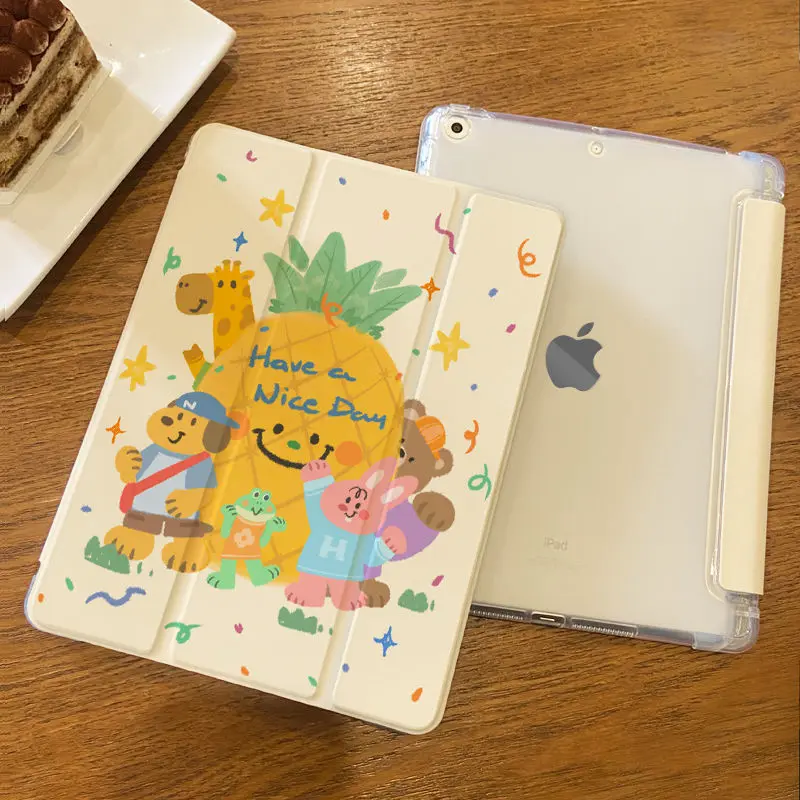 Ốp Bảo Vệ, Ốp iPad Pro2024, Thiết Kế Hoạt Hình Trái Cây Mini6, Có Khe Cắm Bút, Tương Thích Với Air6 / 5 / 4 Và Ipad8 / 9 / 10 Gấp Ba Lần, Phiên Bản iPad8 / 9 / 10, Năm 2024