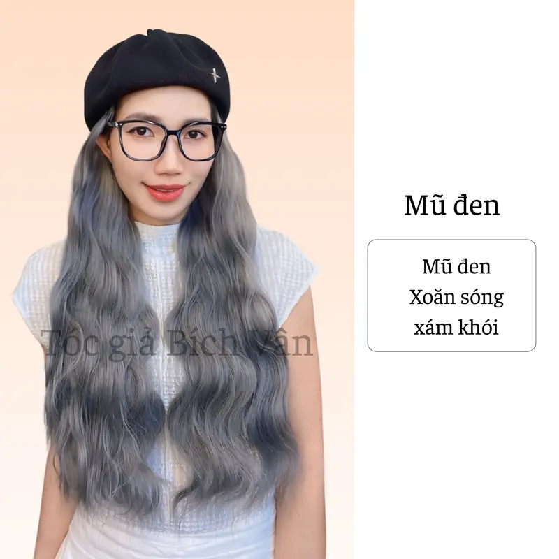 Tóc giả có mũ đội thời trang Bích Vân , mũ nồi tóc giả Hàn Quốc 4