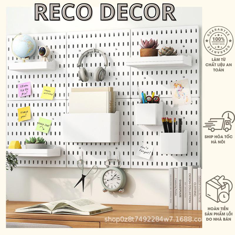 Tấm Nhựa Dán Tường PEGBOARD Kệ Treo Tường Decor Trang Trí Bàn Học RECO