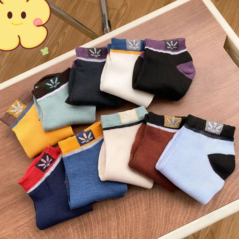 10 màu hỗn hợp vớ lá mẫu Breathable không đổ mồ hôi người lớn vớ phổ quát cho nam giới và phụ nữ 1