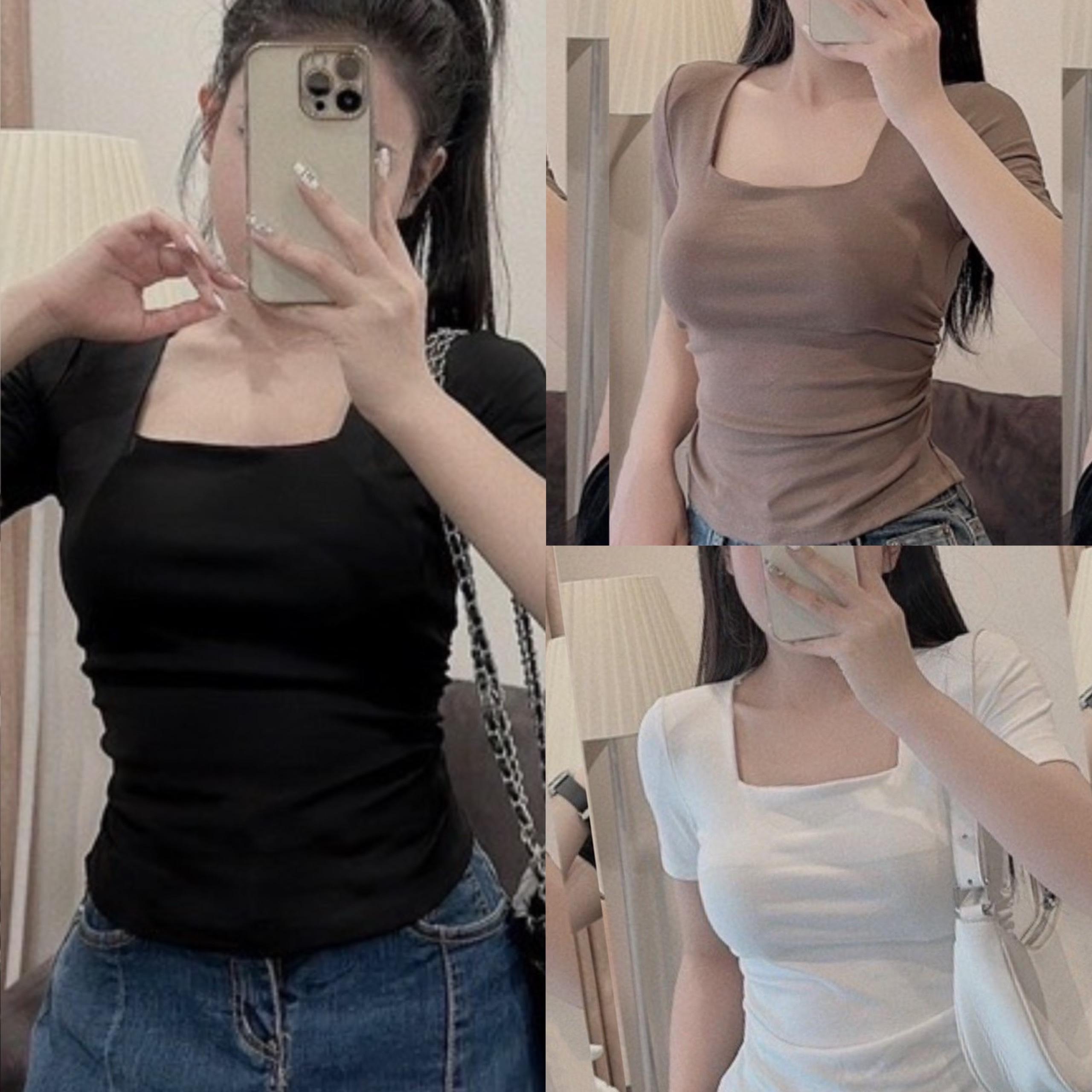 Thời Trang Bigsize Áo Thun Vải Bo Gân 50 - 100Kg Dễ Thương Top Nữ Women Cổ Tròn Bò - A.1180
