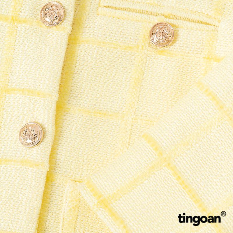TINGOAN - Áo khoác tweed nhung cổ tròn đính cúc kim loại ánh vàng SUGAR CUPCAKE JACKET/YL 2
