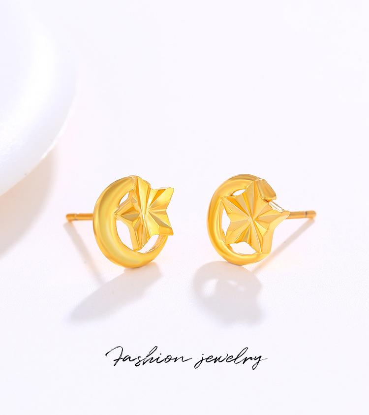 Product Introduction of Bông Tai Đinh tán, Mạ Trang Sức, Vàng 24K, Thiết Kế Ngôi Sao, Mặt Trăng, Xe Hơi Và Hoa, Thời Trang Nhật Bản Và Hàn Quốc, Phong Cách Độc Đáo Hoa Tai Thanh Lịch, Dành Cho Nữ, Mạ Vàng 3