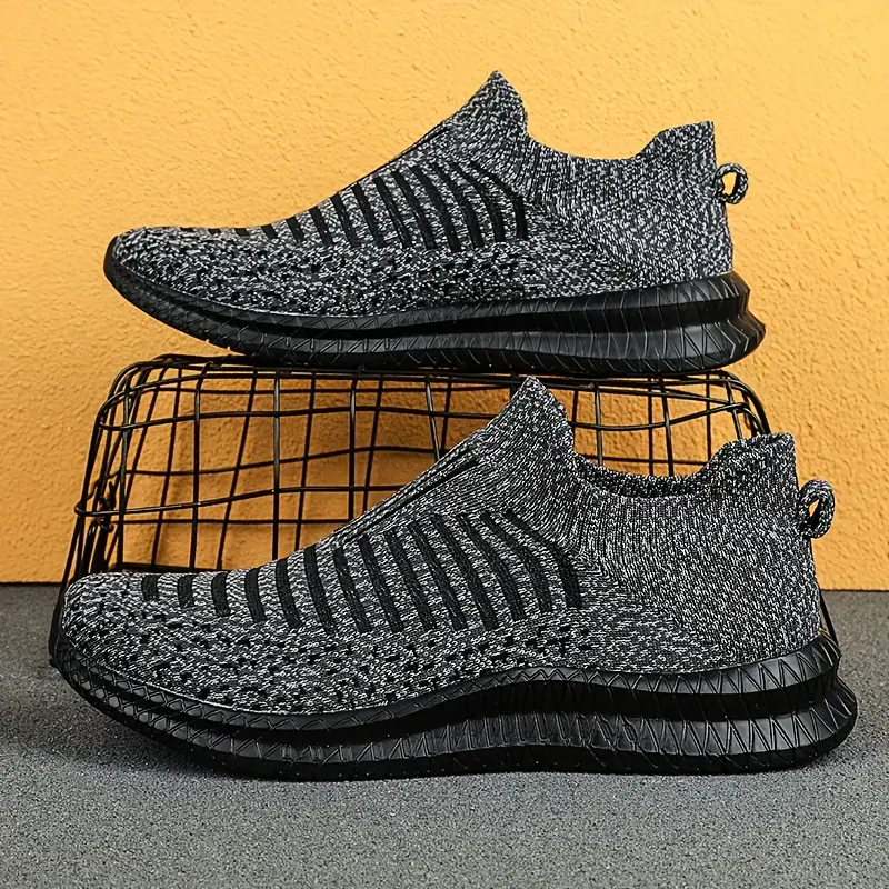 Men's Woven Knit Slip On Sock Shoes, Comfy Non Slip Breathable Soft Sole Sneakers For Men's Outdoor Activities 4