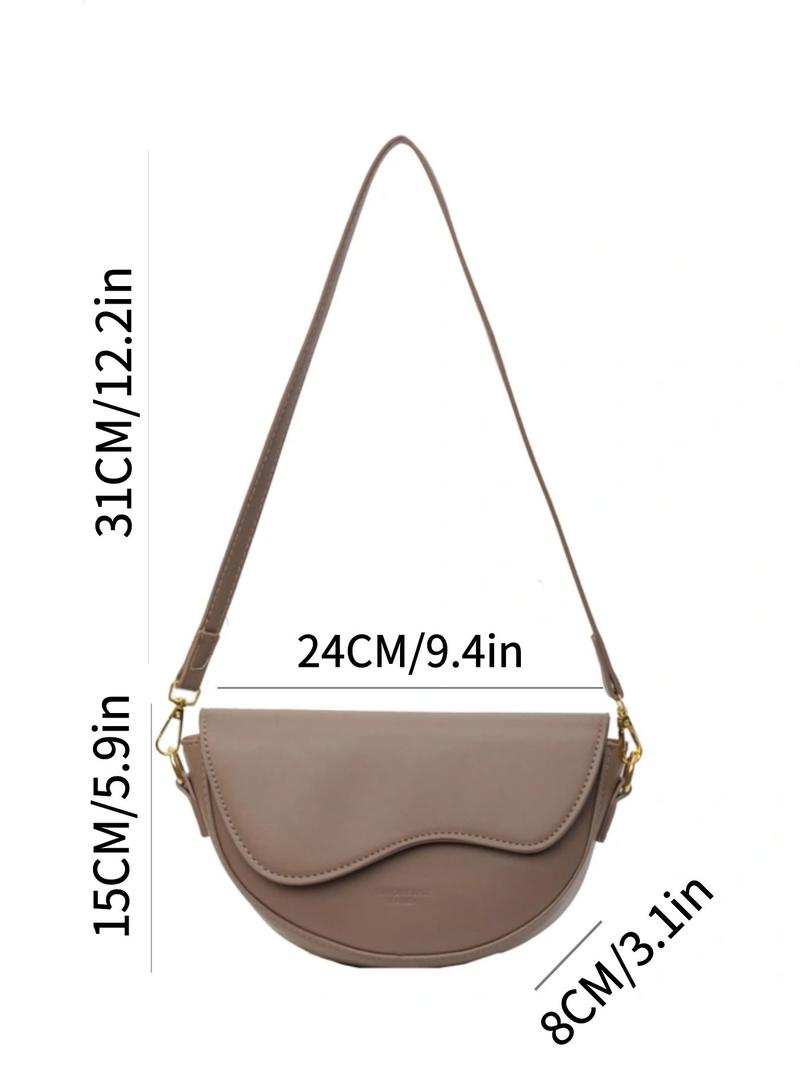 Product Introduction of Women's Fashion Solid Color Saddle Bag, Elegant PU Leather Back To School Crossbody Bag for Daily Use, Casual Trendy Versatile Commuting Bag for Women & Girls, Airport Outfits 2024 8