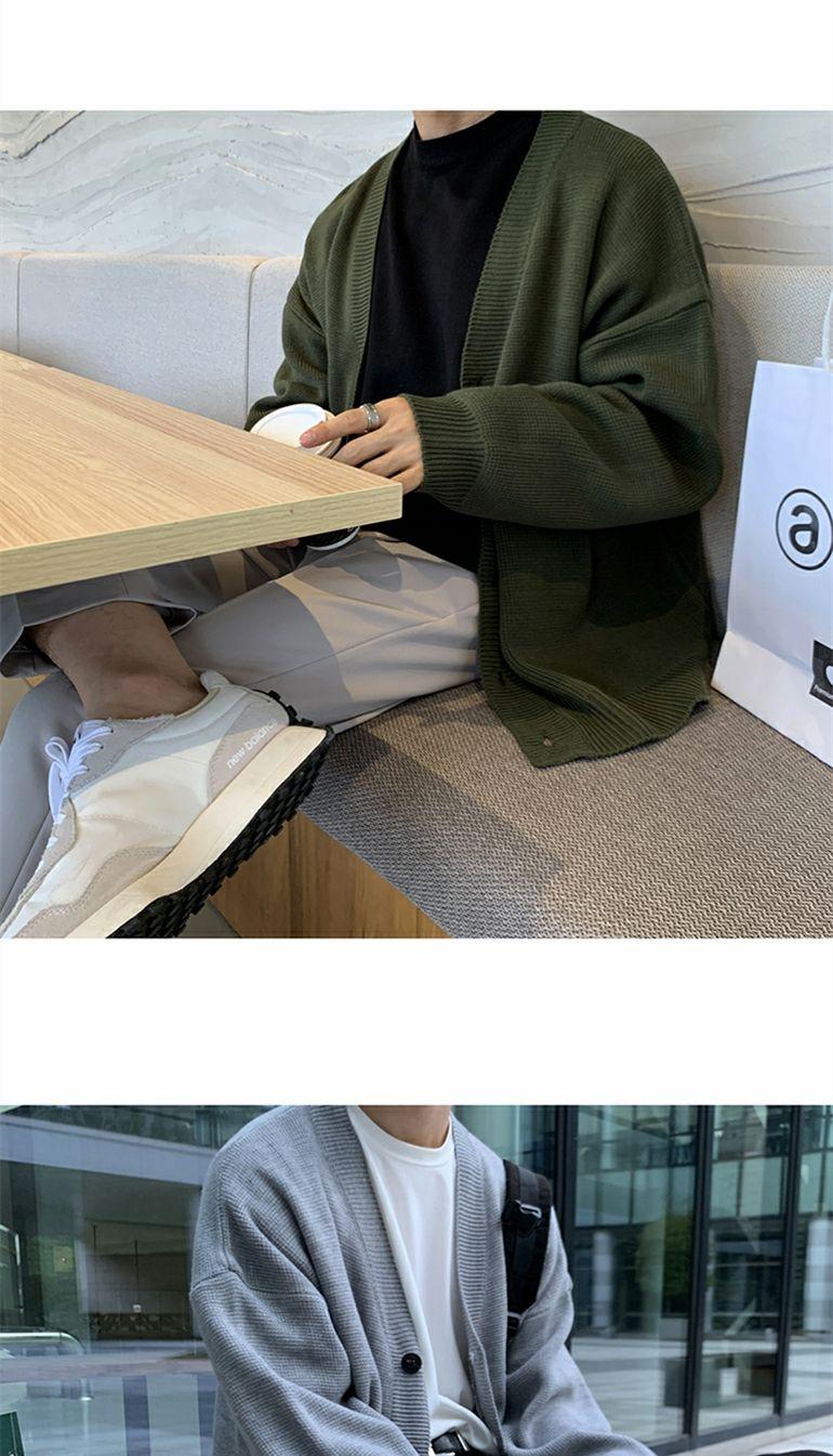 Product Introduction of Áo Len Mùa Thu Và Mùa Đông Mới Cho Nam, Áo Cardigan Phong Cách Hàn Quốc, Áo Khoác Thường Ngày, Dáng Rộng, Hợp Thời Trang, Màu Trơn 5