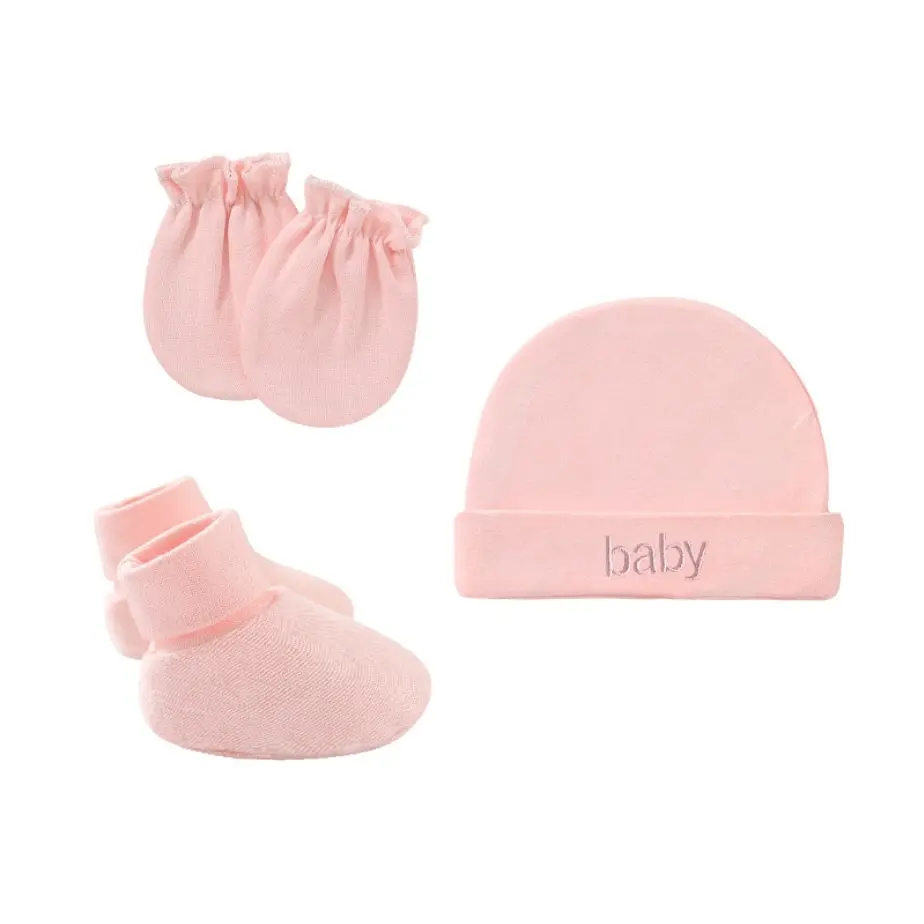 Precious One - Topi bayi/ kupluk bayi  set sarung tangan dan kaos kaki motif polos