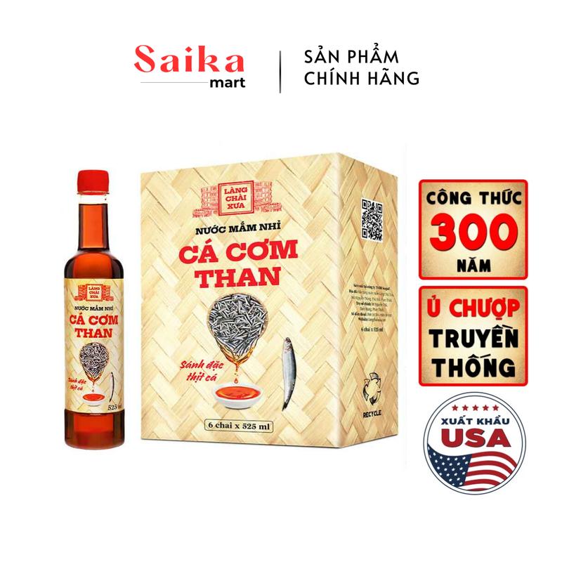Thùng 6 chai nước mắm nhỉ cá cơm than Làng Chài Xưa 525ml/chai sánh đặc thịt cá 300 năm truyền thống phù hợp làm nước sốt, gia vị Cay Chua 4