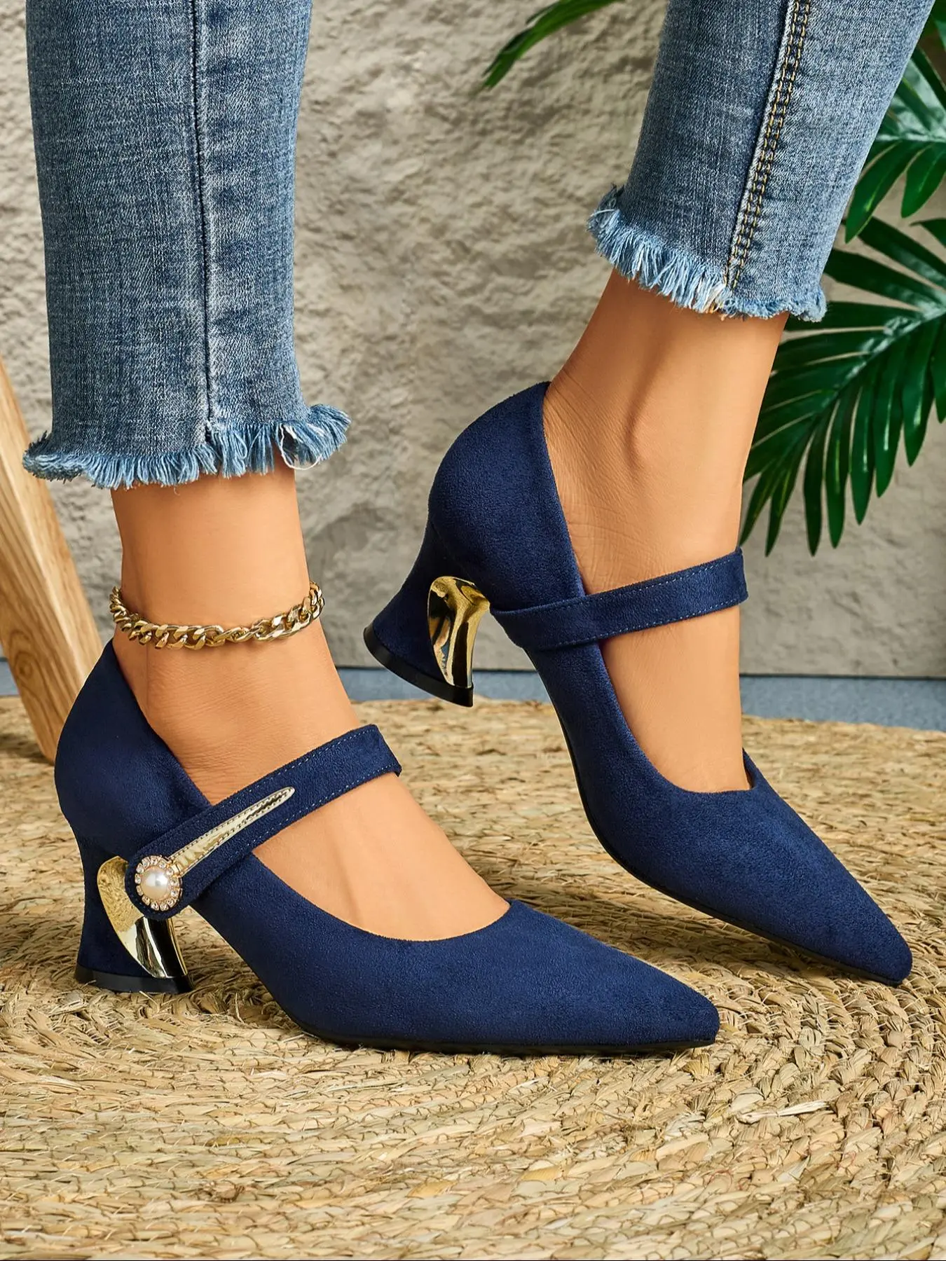 Women's Fashionable Faux Pearl Decorated High Heel Shoes, Elegant Pointed Toe Heels for Party, Daily Clothing Decor for Women & Girls