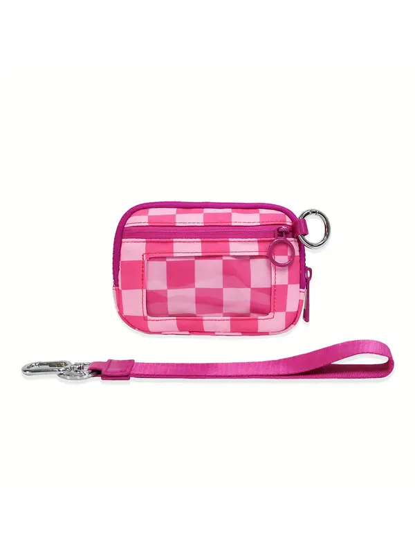 Fashionable Checked Pattern Clear Window Design Wristlet, Casual Versatile Zipper Coin Purse for Women, Trendy All-match Bag for Daily Use 2
