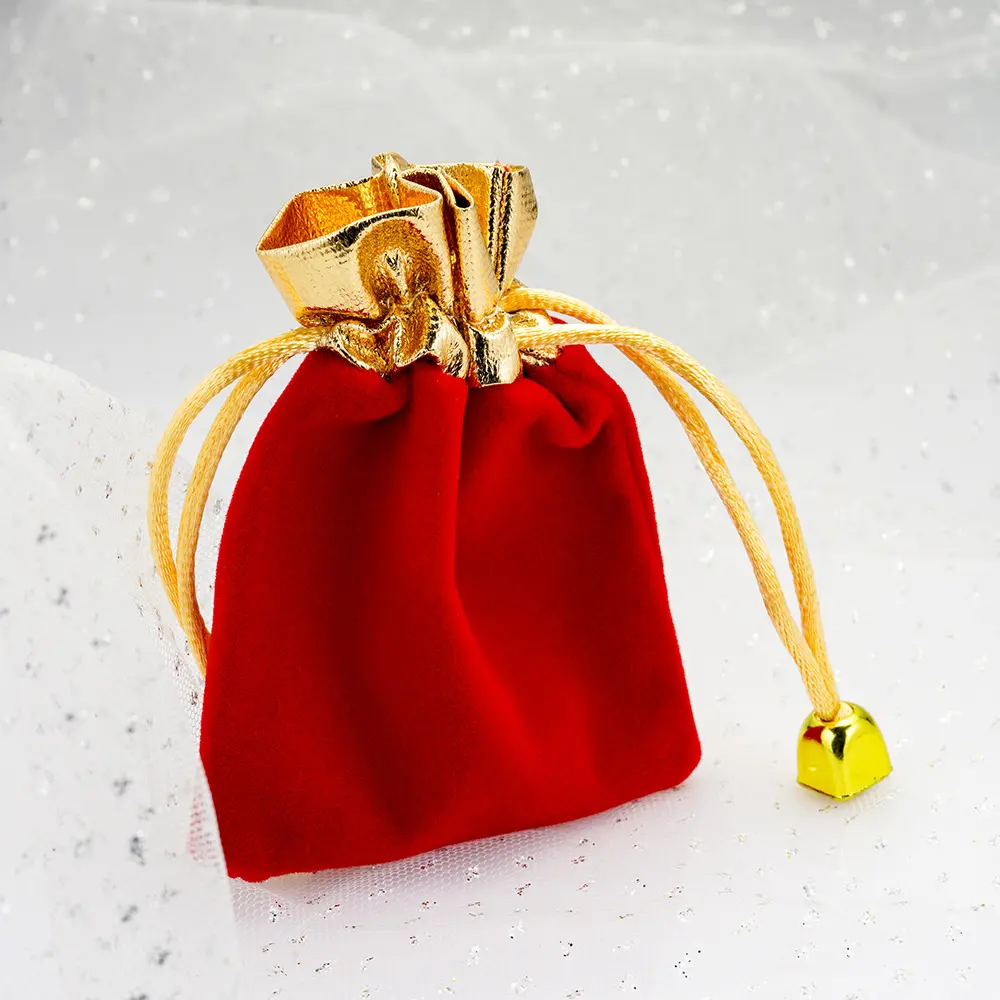(QUÀ TẶNG) HuyThanhJewelry Túi gấm đỏ logo HuyThanh
