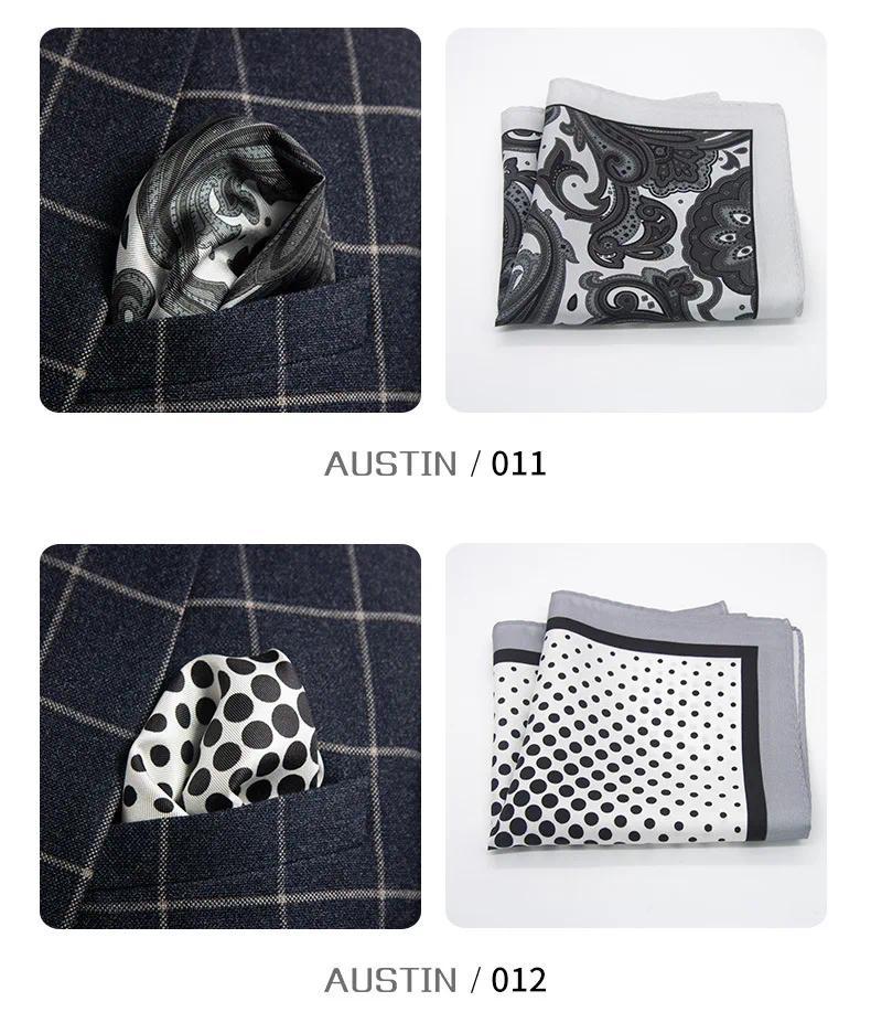 Product Introduction of Men 100% Silk Pocket Square Print Real Satin Small Square Scarf Gentleman Business Suit Shirt Chest Scarf Handkerchief 30*30 Cm 22