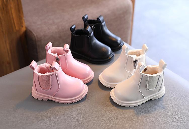 Product Introduction of Baby Boots Autumn Winter Infant Warm Fur Shoes Newborn First Walkers Baby Toddler Boy Girl PU Leather Ankle Boots Beige, Pink 6