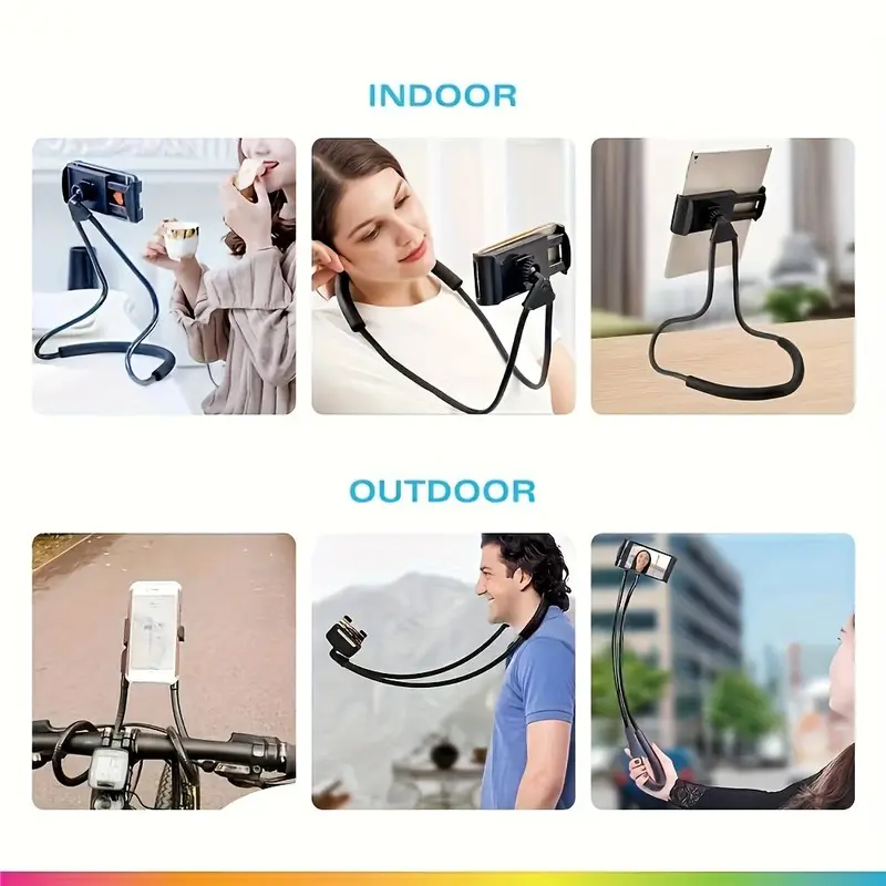 360 Degree Rotatable Neck Phone Holder, Hands-free Mobile Phone Bracket, Flexible Adjustable Phone Holder for Home Office 3