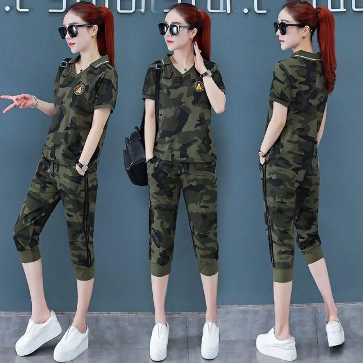 Sét đồ bộ thể thao phối họa tiết lính chất thun lạnh mát mịn, sét bộ mặc đội nhóm cực ngầu Cotton Sport