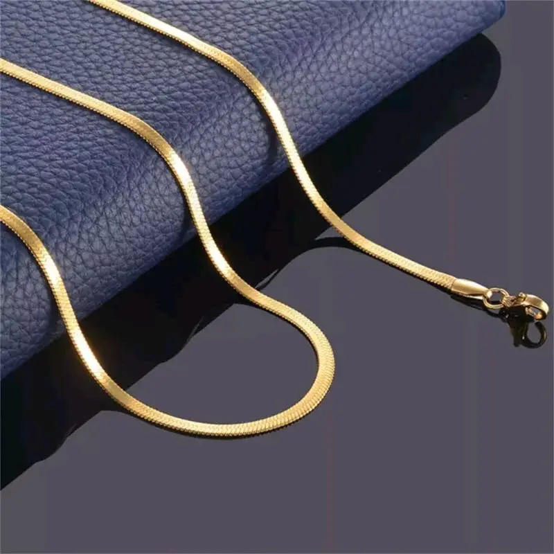 Kalung Pria Wanita Casandra - Kalung Pipih / Gepeng Necklace Silver Titanium Gold 3