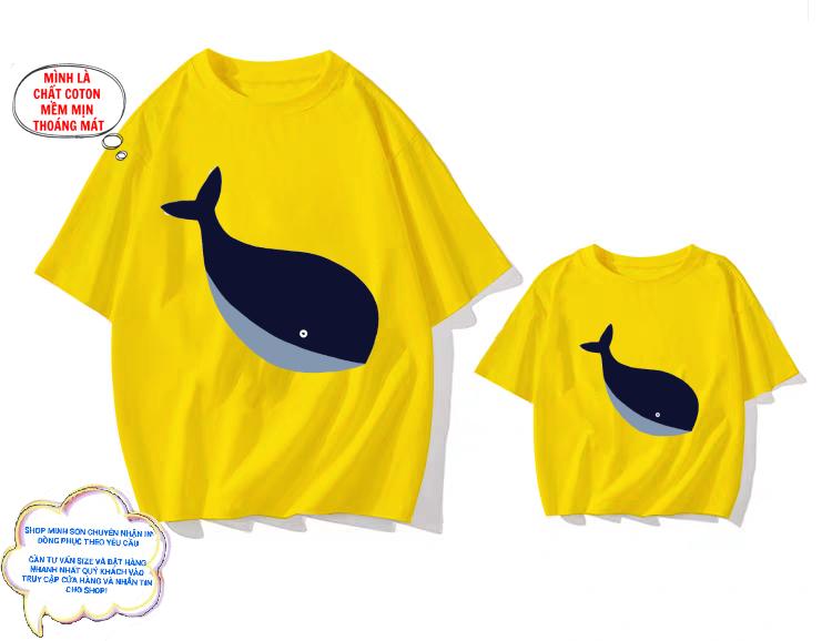 🐳🐋🐳ÁO ĐÔI MẸ CON HÌNH CÁ HEO CHẤT COTTON ĐỦ MÀU ĐỦ SIZE Nữ Women Top Thun Trắng Quần Ngủ 6