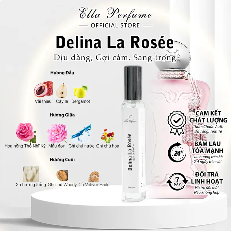 Nước Hoa Nữ Chính Hãng ELLA PERFUME Delina La Rosee / Delina / Valaya - Hương Thơm Dịu Dàng, Gợi Cảm, Sang Trọng 7