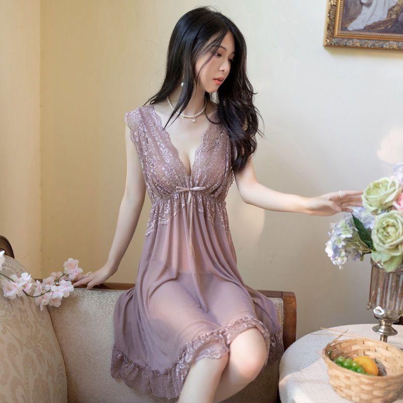 Product Introduction of Đồ Ngủ Ren, Ngoại Cỡ, Trong Suốt, Lưới 200, Ngọt Ngào Và Gợi Cảm, Váy Ngủ Mùa Hè Cho Nữ, Phong Cách Dây Đeo Công Chúa, Quyến Rũ 4