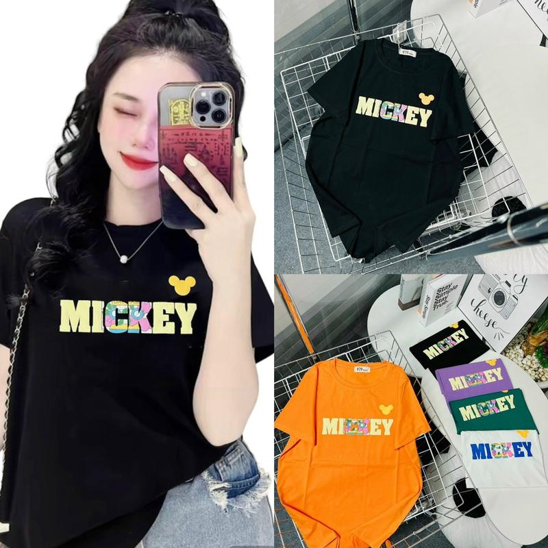 Mã 35 - ÁO THUN THÁI FORM VỪA IN LỤA (40-58kg ) Top Nữ Women Cotton Cổ Tròn