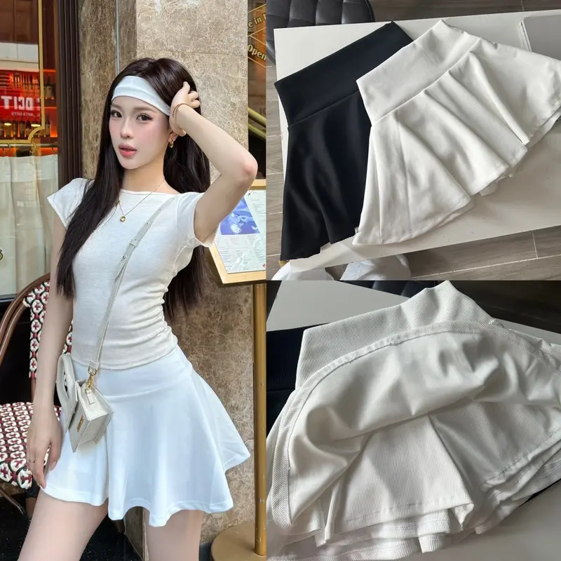 BARBIE DEROSE SKIRT (CÓ QUẦN BẢO HỘ) - Chân Váy Búp Bê Nữ Đơn Giản Lưng Cao Có Lót Chất Thun Gân Xịn 1 Mặt Women (2 MÀU) 0