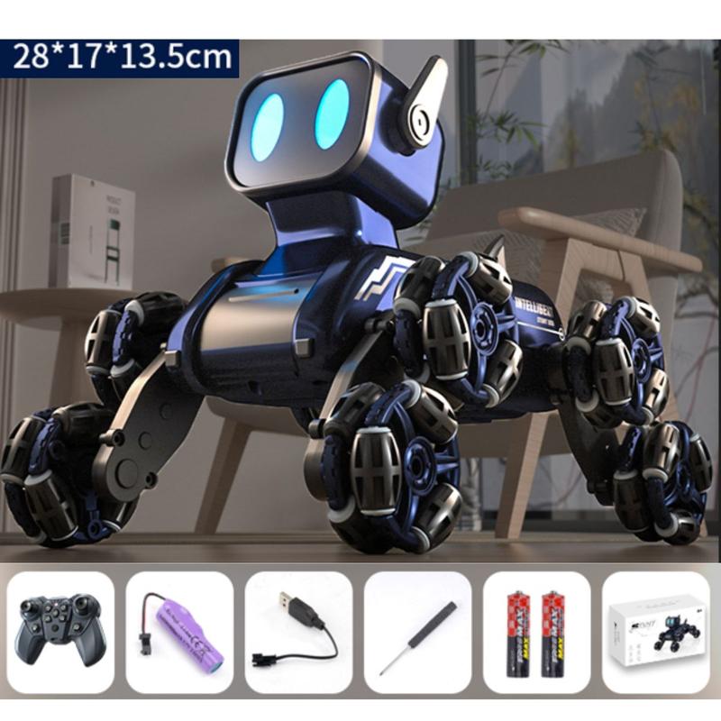 Xe Chó Robot 8 Bánh Điều Khiển Từ Xa Mẫu Mới Có Nhạc Có Đèn Xoay 360 Độ Di Chuyển Đa Hướng Kèm Pin Sạc Đồ Chơi Cho Bé Toy