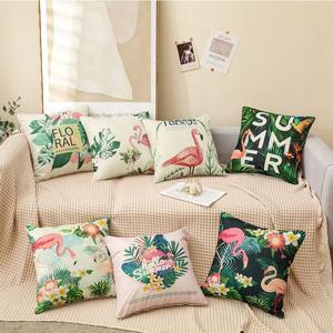 Vỏ Gối Tựa Lưng Sofa Văn Phòng Trang Trí Nhà Cửa Chất Liệu Vải Bồ In Hoa Cao Cấp