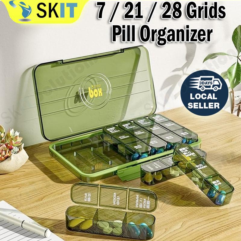 【SKIT SG】7/21/28 Grids Portable Travel Pill Box Weekly Pill Organizer ...