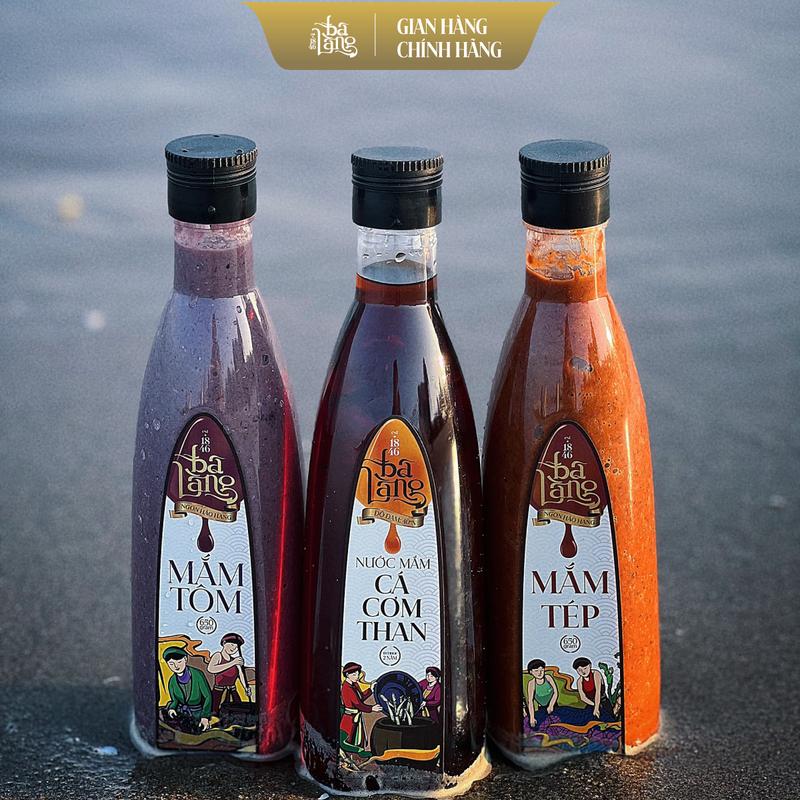 [Combo 3 Chai] Nước Mắm Cá Cơm Than, Mắm Tôm, Mắm Tép - Sản phẩm truyền thống Ba Làng Foods