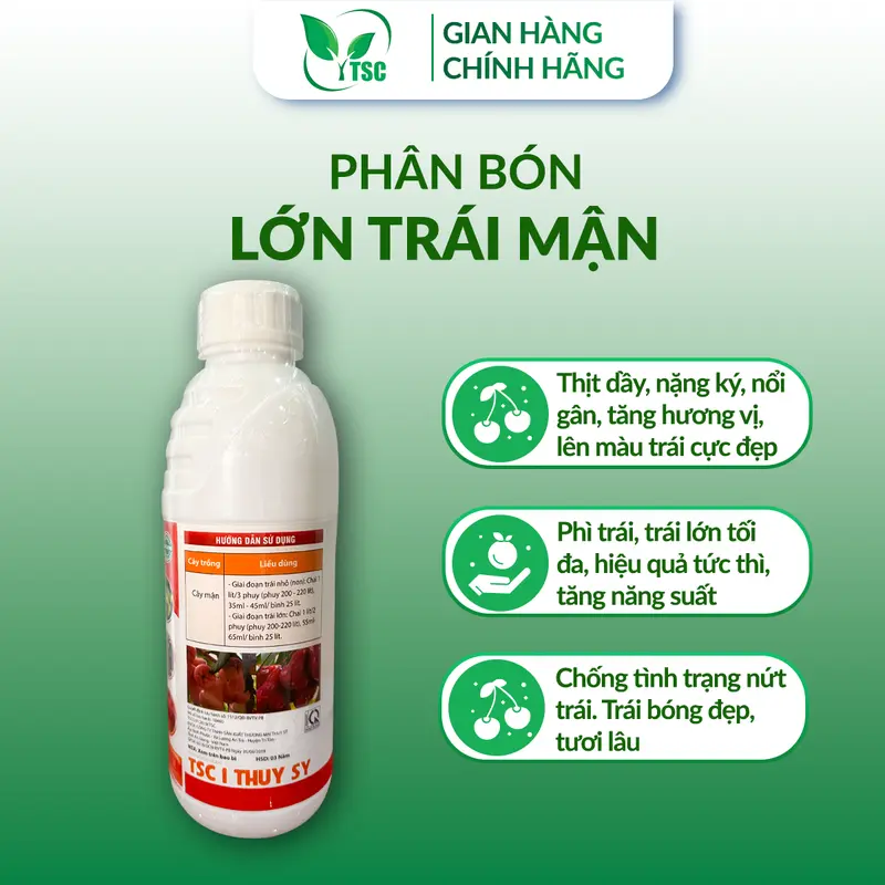 Phân Bón Lớn Trái Mận Thụy Sỹ, Phì Trái Tối Đa, Siêu Nặng Ký, Trái Bóng Đẹp, Mùi Thanh - Chai 1 lít 3