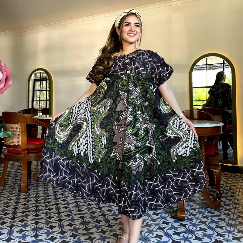 DASTER PAYUNG JUMBO Katun Rayon lembut Busui Kancing Motif Batik cocok untuk Bumil remaja Nyaman Panjang 4