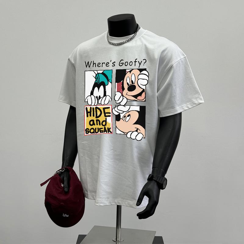 Product Introduction of Áo Thun Hoạt Hình Dáng Rộng Thùng Thình Ngắn Tay, 100% Cotton, Áo Cổ Thuyền, Dành Cho Nam Và Nữ, Unisex Menswear 1
