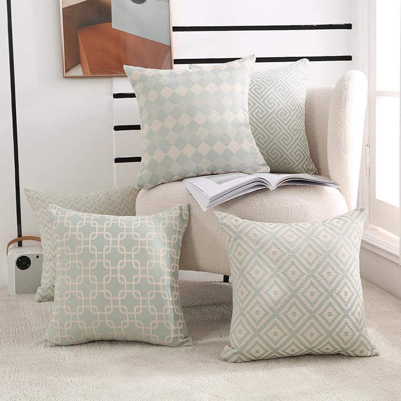 Product Introduction of 4pcs Nordic Simple Ins Style 45x45 Square Cushion Cover Solid Color Geometric Sofa Bedroom Pillow Cover High Quality Soft Removable and Washable Office Waist Pillow Cover 11