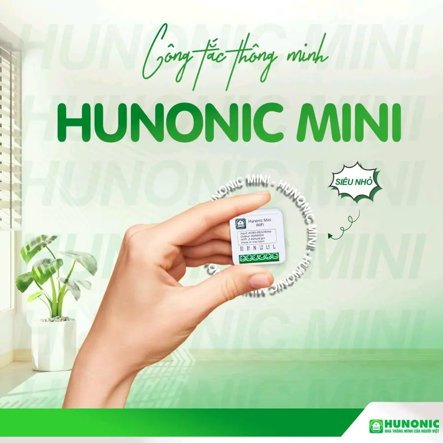 Công tắc mini Hunonic thay thế và sử dụng song song công tắc cơ truyền thống Vietnam Wi-Fi Smart Home Controls