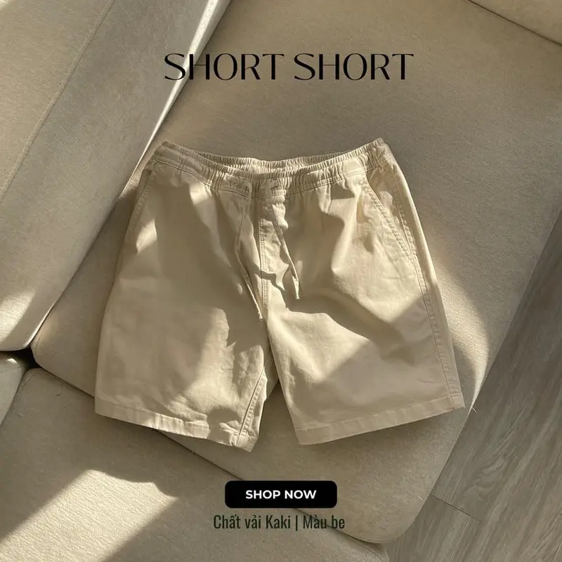 Quần Short Kaki nam, Quần ngắn nam Kaki phối viền, kẻ trẻ trung, phong cách 5