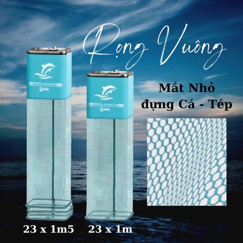 Rọng đựng cá xanh nhã lam vuông , mắt lưới nhỏ đượng đước tôm tép ( KHÔNG CÓ TÚI ĐỰNG ) Đi Câu Câu Cá Bắt Cá Fishing