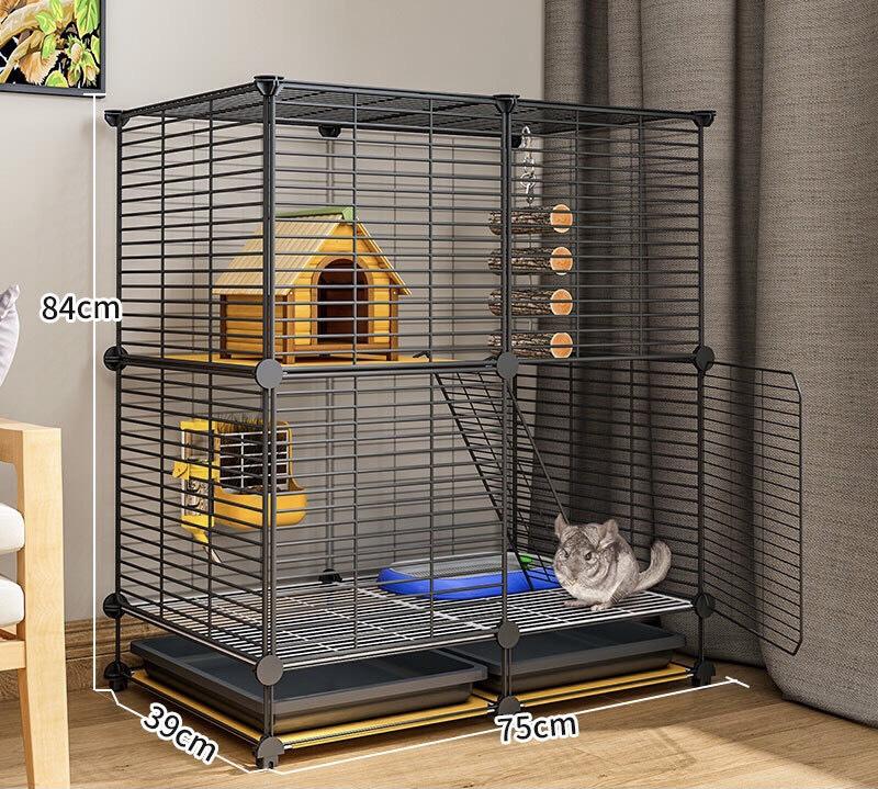 Có khay vệ sinh Combo chuồng lồng chó mèo thú cưng lưới thép lắp ghép đa năng