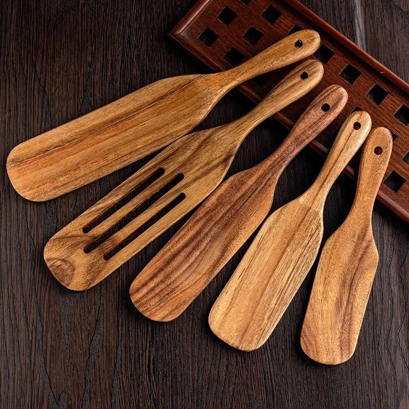 Wooden Spatula Set, Durable Wooden Stir-fry Spatulas, Extended Long Shovel, Non Stick Cooking Utensils, Kitchen Cookware Set, Kitchen Accessories, Household Kitchen Products