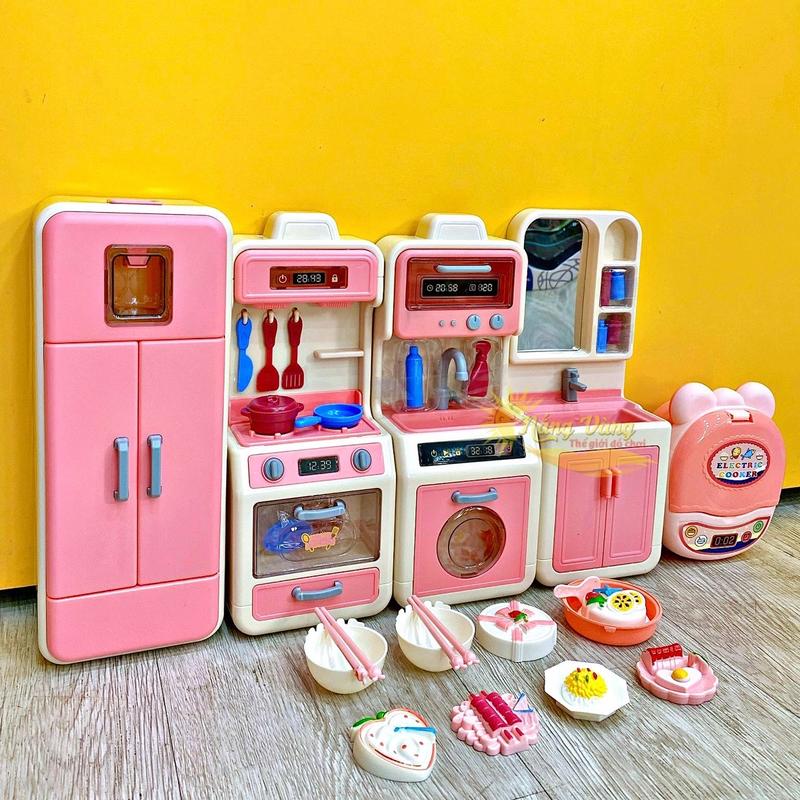 Bộ đồ chơi nhà bếp, nội thất nhà bếp màu hồng cho bé Toy
