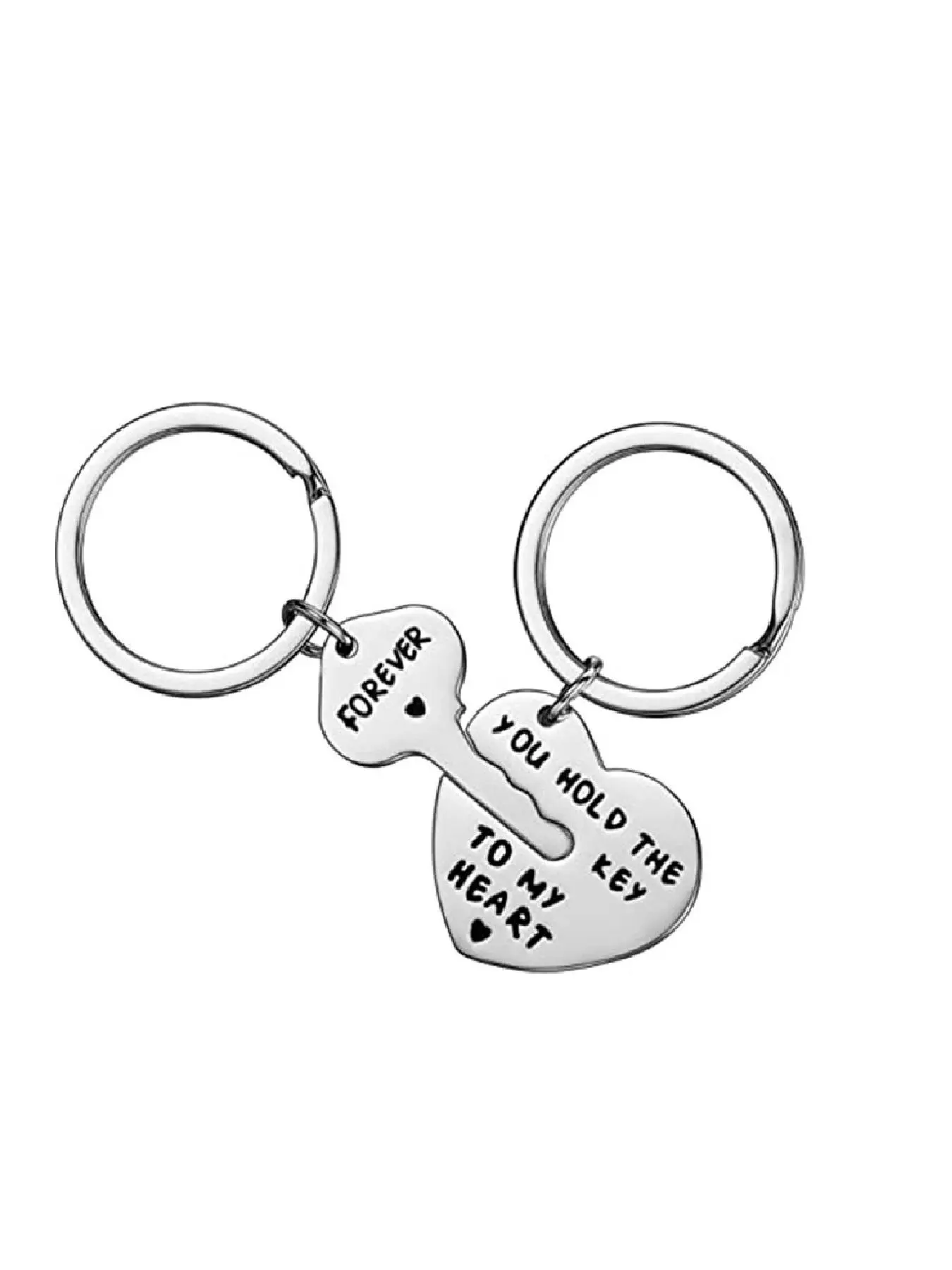 Heart Shaped Key Design Keychain, 2pcs/set Stainless Steel Keychain for Men & Women, Bag Charm, Creative Couple Gift, Anniversary Gift, Birthday Gift, Valentine's Day, Gift