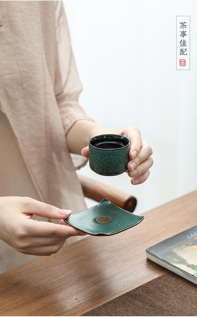 Product Introduction of [2789 People Collected] High-end Green Glaze Kung Fu Tea Coaster Small Tea Tray Ceramic Kung Fu Tea Set Accessories Tea Ceremony Heat Insulation Coaster Tea Set Accessories 15