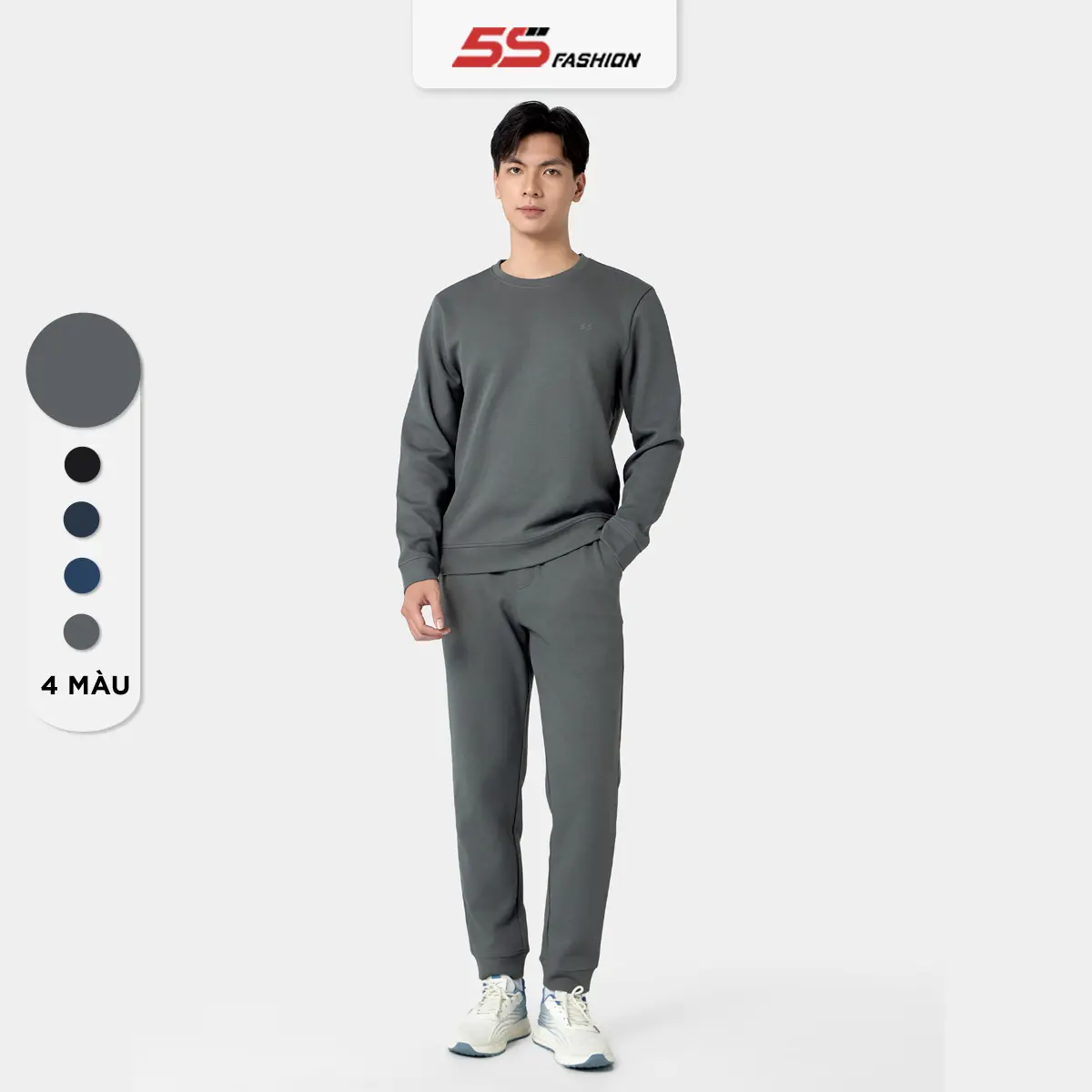 [MỚI] Bộ Quần Áo Nam Dài Tay 5S FASHION Chất Nỉ, Thiết Kế Trơn Basic Dễ Mặc (BNI24101)