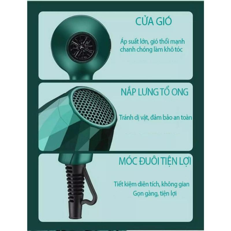 Máy Sấy Tóc KAW K-2000 Sấy 2 Chiều 3 Chế Độ, Công Suất Cao 2200W, Tạo Kiểu Tóc Chuyên Nghiệp, Tặng Kèm Bộ 5 Phụ Kiện Nữ Women 1