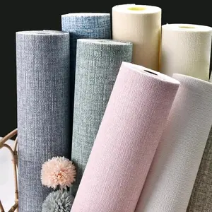 Wallpaper dinding foam Linen sudah ada perekatnya