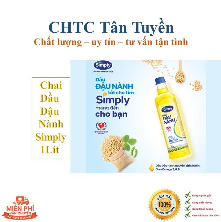 Dầu đậu nành Simply 1 lít, tinh chế hiện đại, giàu Omega-3, Omega-6 & Omega-9, tốt cho tim mạch 0