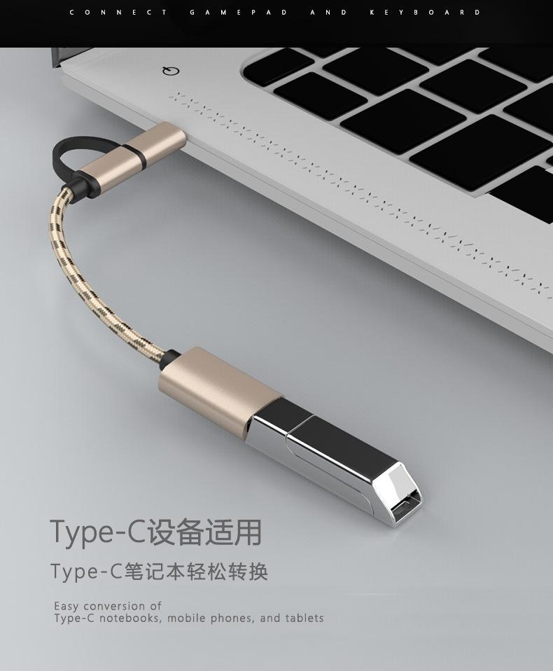 Product Introduction of Cross-Border OTG Adapter Cable 2-in-1 Converter Cable Android Type-C Multi-Port Adapter USB Flash Drive Mouse Keyboard OTG 10